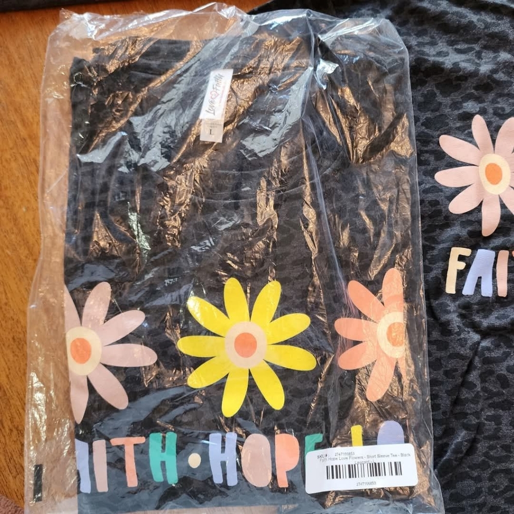 Black and Yellow Short Sleeve Tee with Floral Design